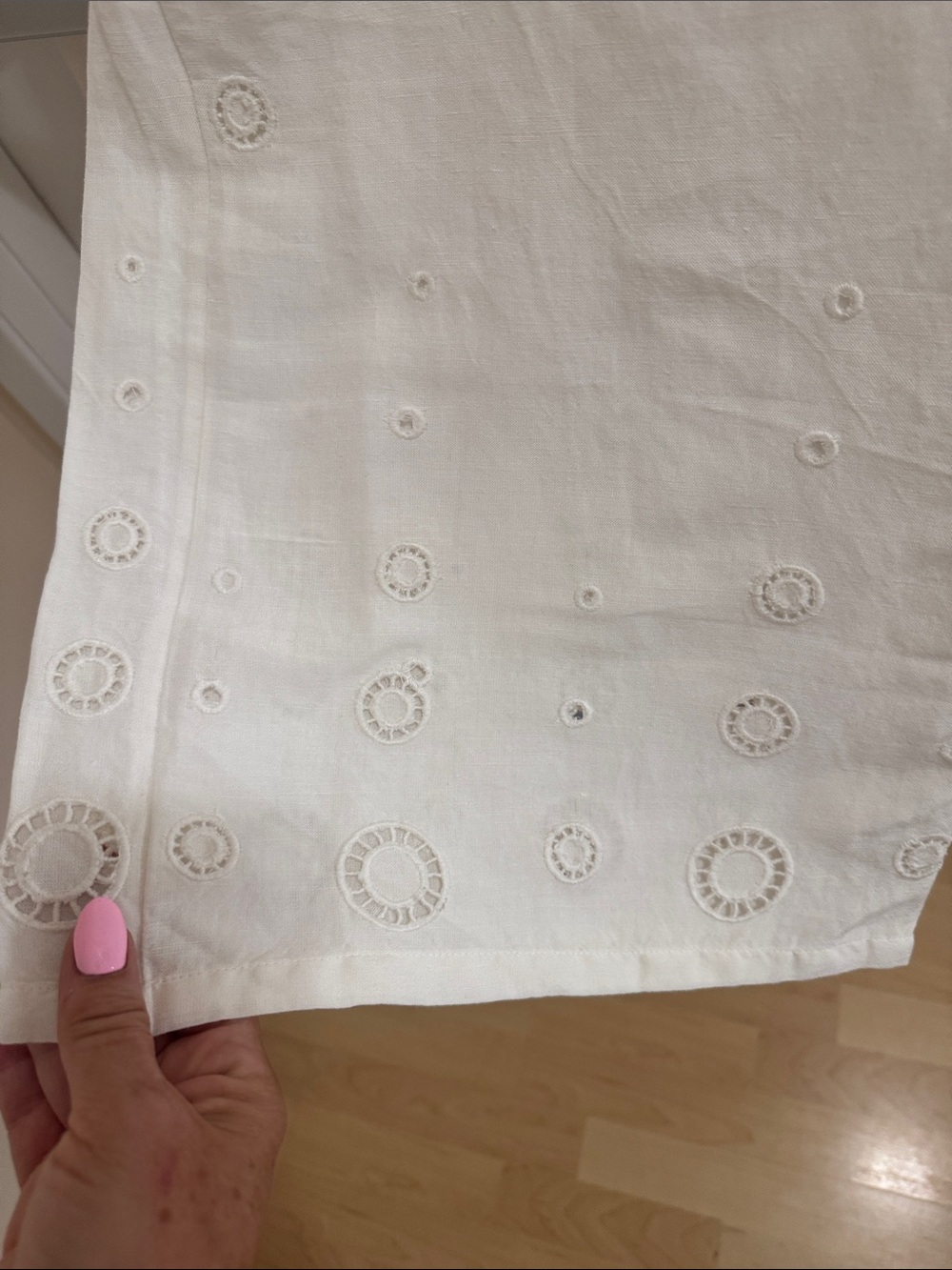 Anthropologie Cream Wide-Leg Embroidered pants - Picture 4 of 4